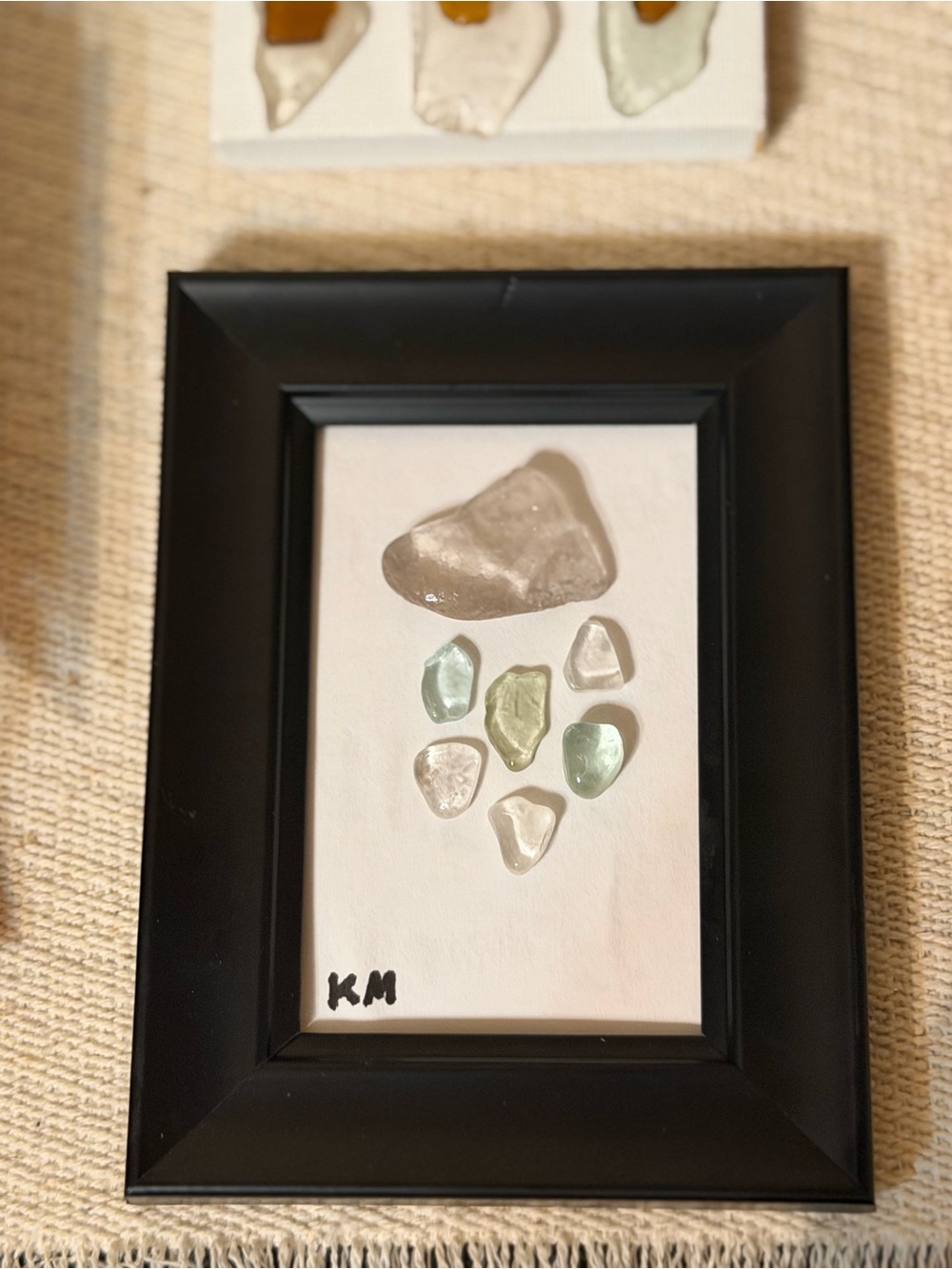 HANDMADE Rain Cloud Seaglass Picture Frame Art